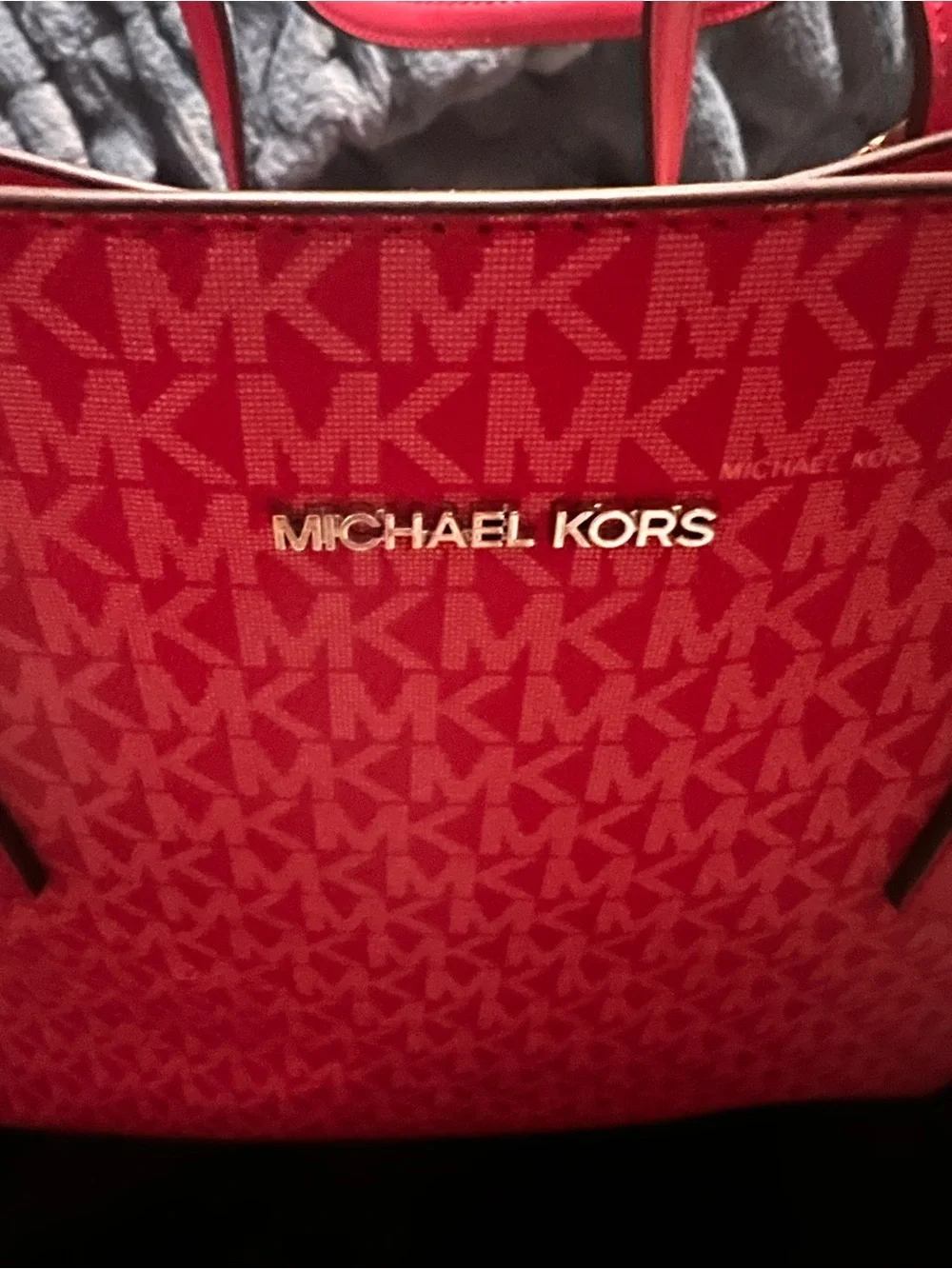 Michael Kors Pink and Cream Signature Tote with Gold Hardware